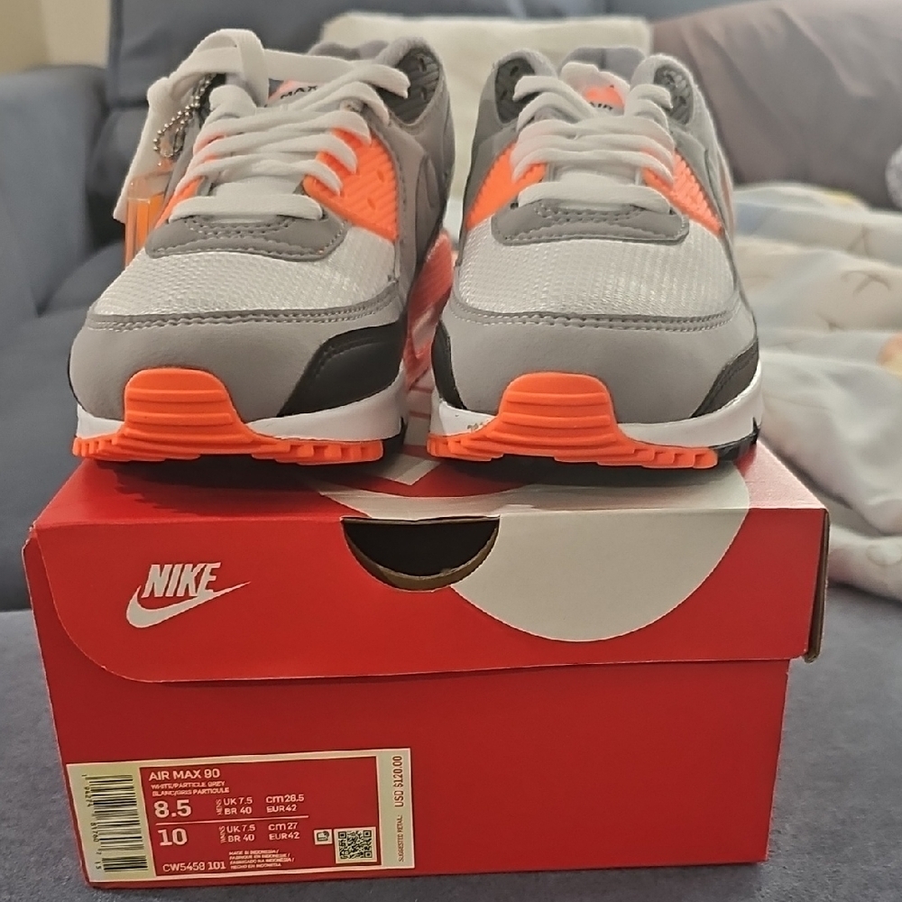 Nike Air Max 90 - White, Gray, and Orange